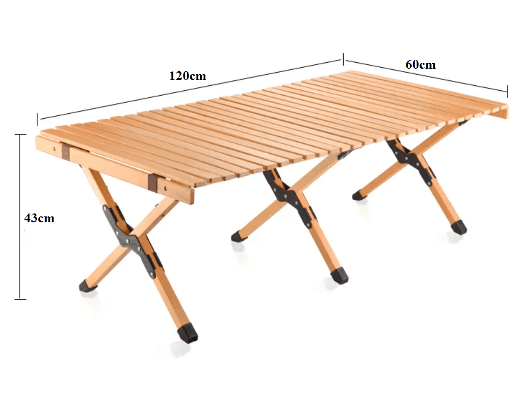 Folding camping table, size 120x60x53 cm