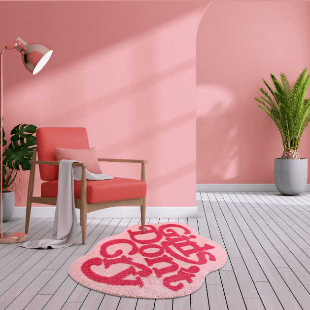 Decorative soft carpet "Girl's don't cry" 80 x 80 cm - pink.