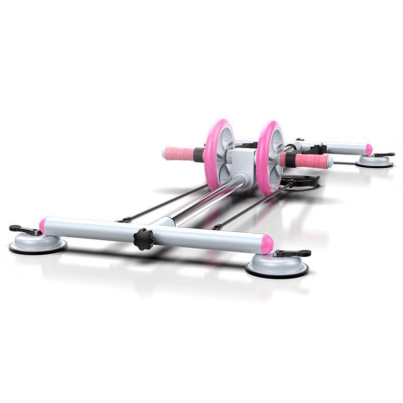 Roller with a base for exercising the abdominal muscles - pink