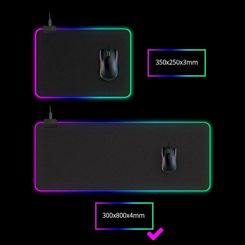 Gaming mouse pad and keyboard for players RGB LED size 30x80cm