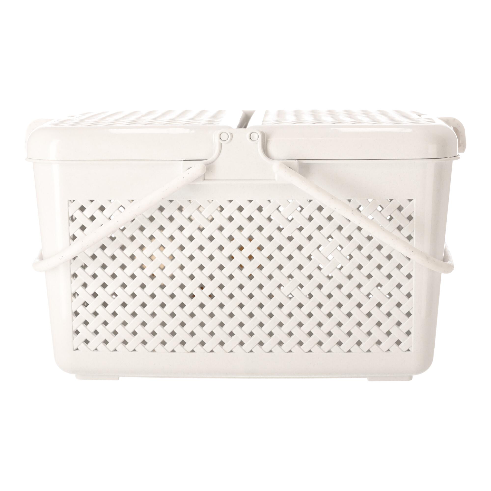 Rectangular picnic basket lockable white, POLISH PRODUCT