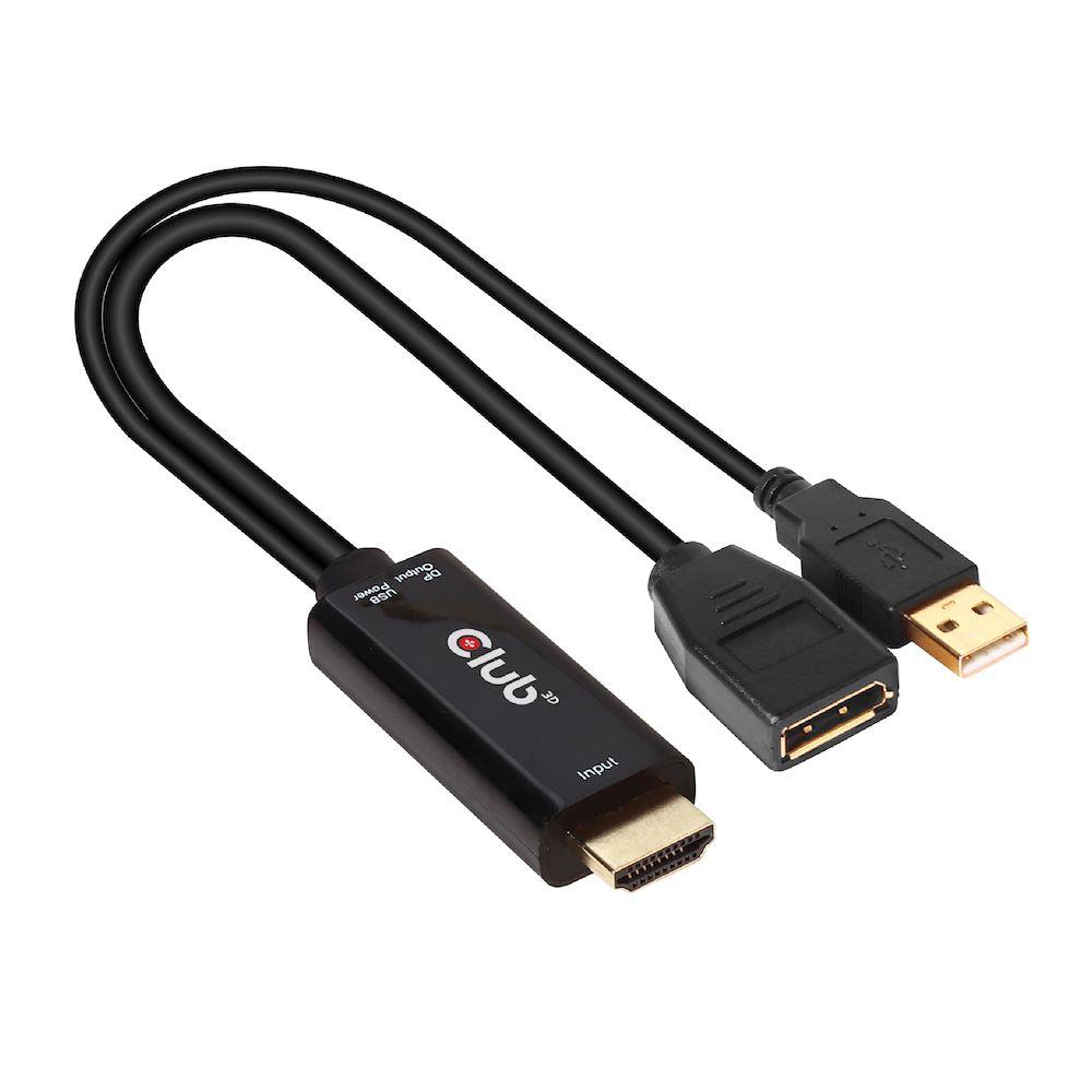 Adapter Club3D CAC-1331 (HDMI to DisplayPort Cable Adapter 4k@60HZ ompatible with Laptop, PS4/5, Xbox One, NS, Mac Mini)