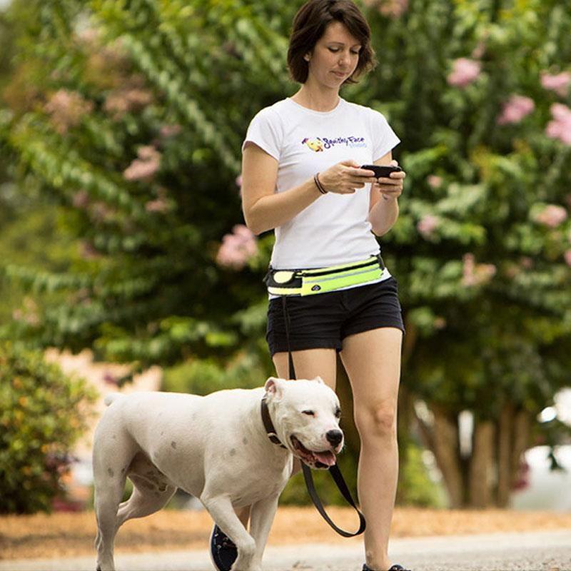 Smycz z pasem biodrowym do biegania z psem — żółta