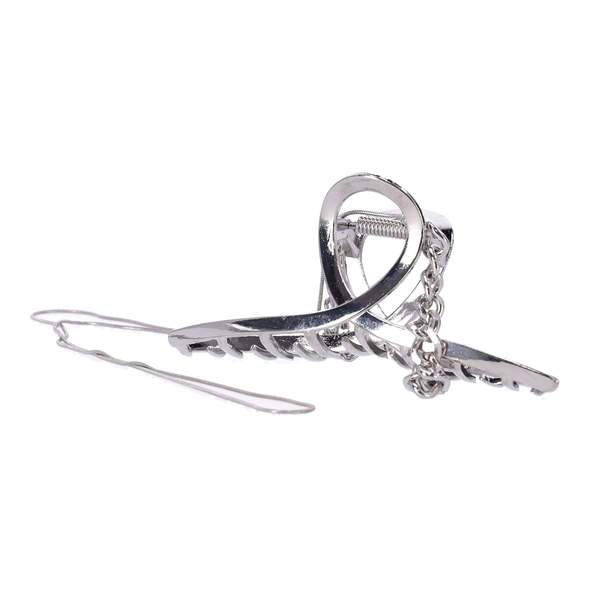 Decorative pin, hair buckle - silver, with chain