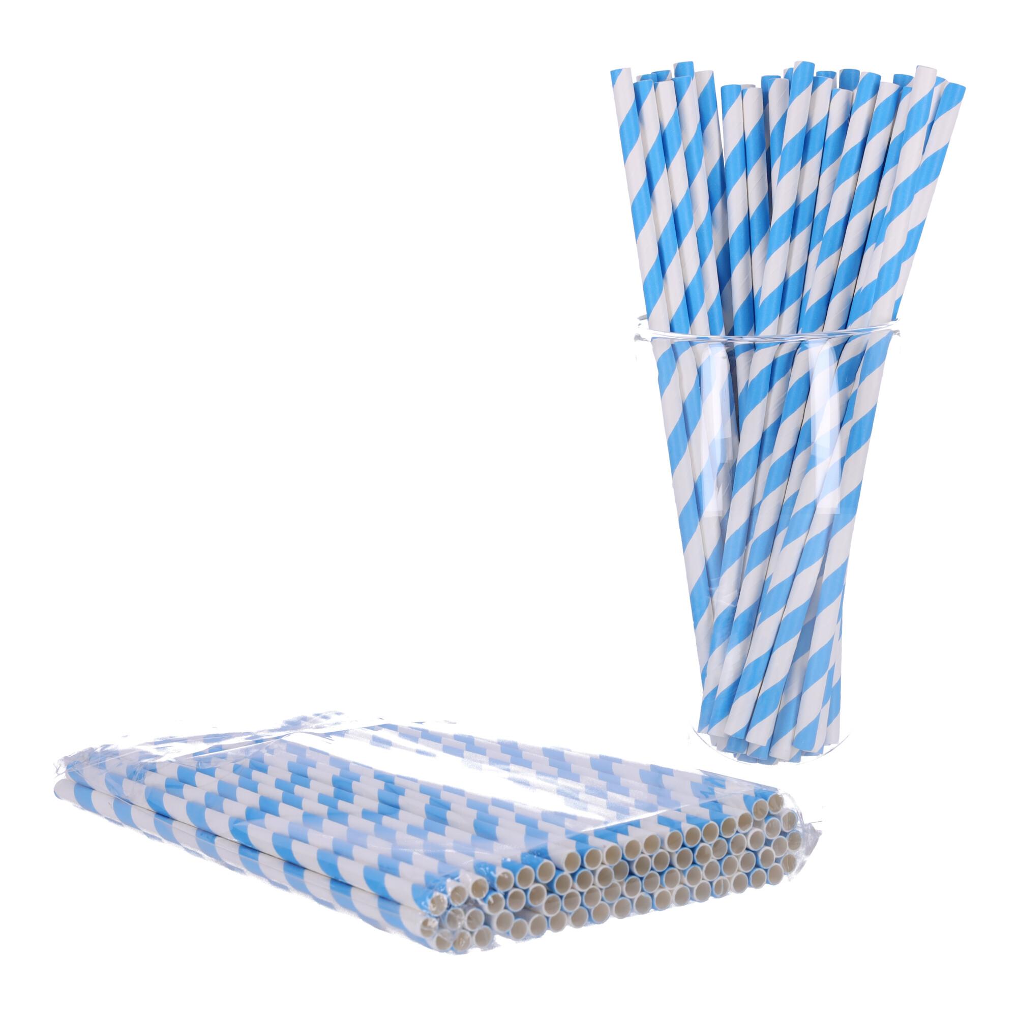 Paper straws 197mm x 6mm, 100 pcs - blue
