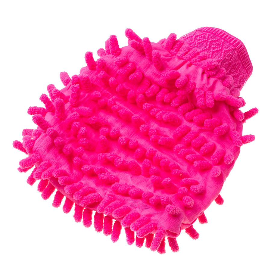 A microfiber glove for washing a car - dark pink
