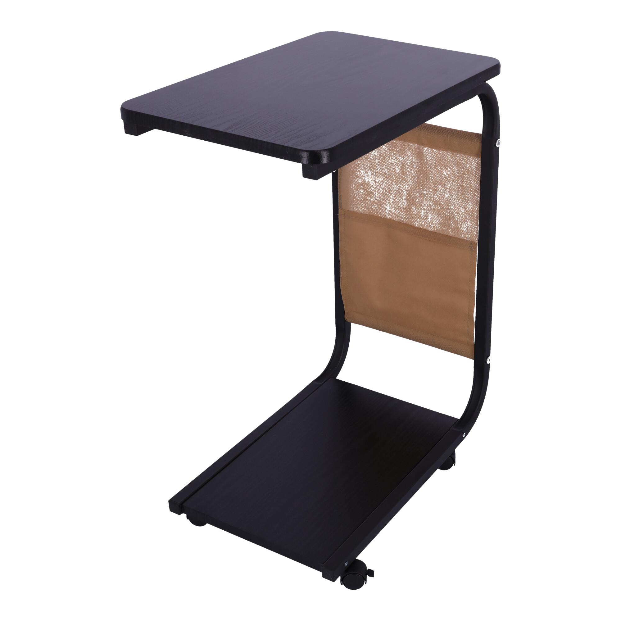 Mobile coffee table / Side coffee table on wheels - black