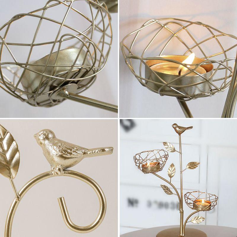 Złoty świecznik dekoracyjny- dwa koszyczki