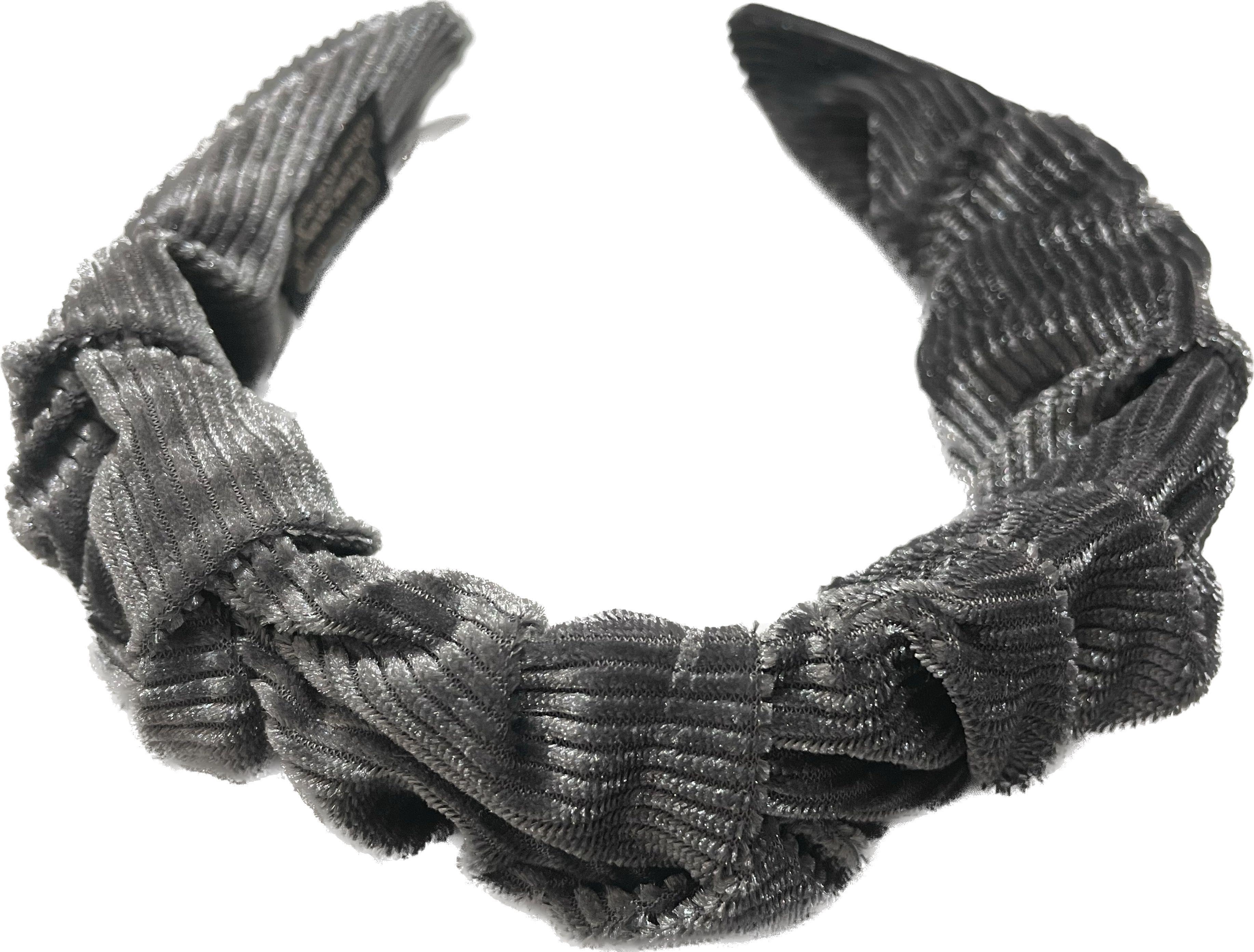 Velor hairband with ruffles BLING - grey