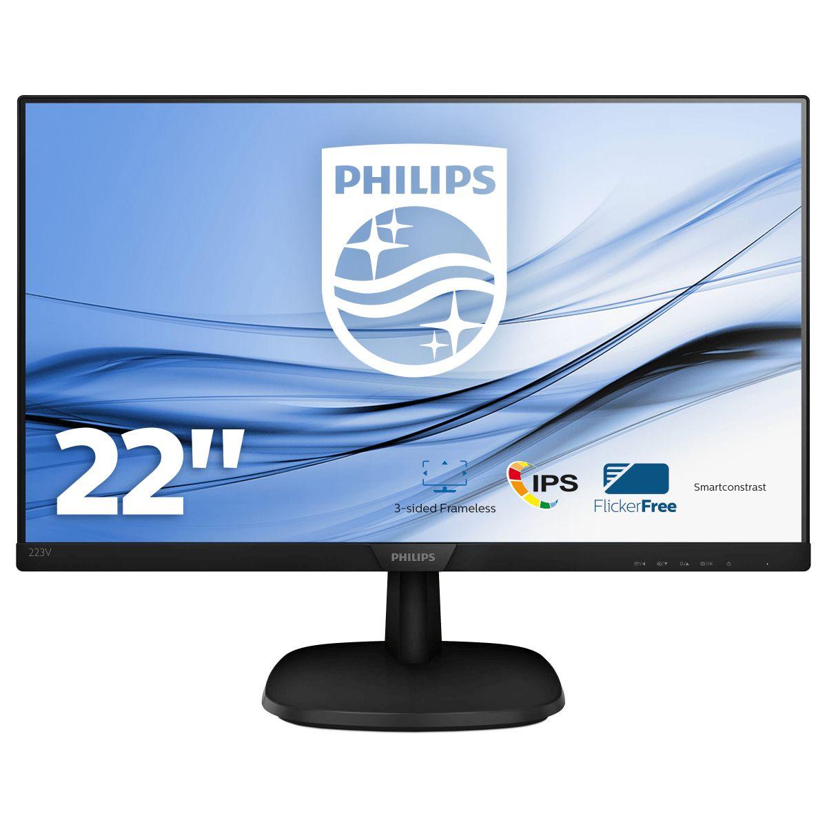 Monitor Philips 223V7QDSB/00 (21,5"; WLED; FullHD 1920x1080; DisplayPort, HDMI, VGA; kolor czarny)