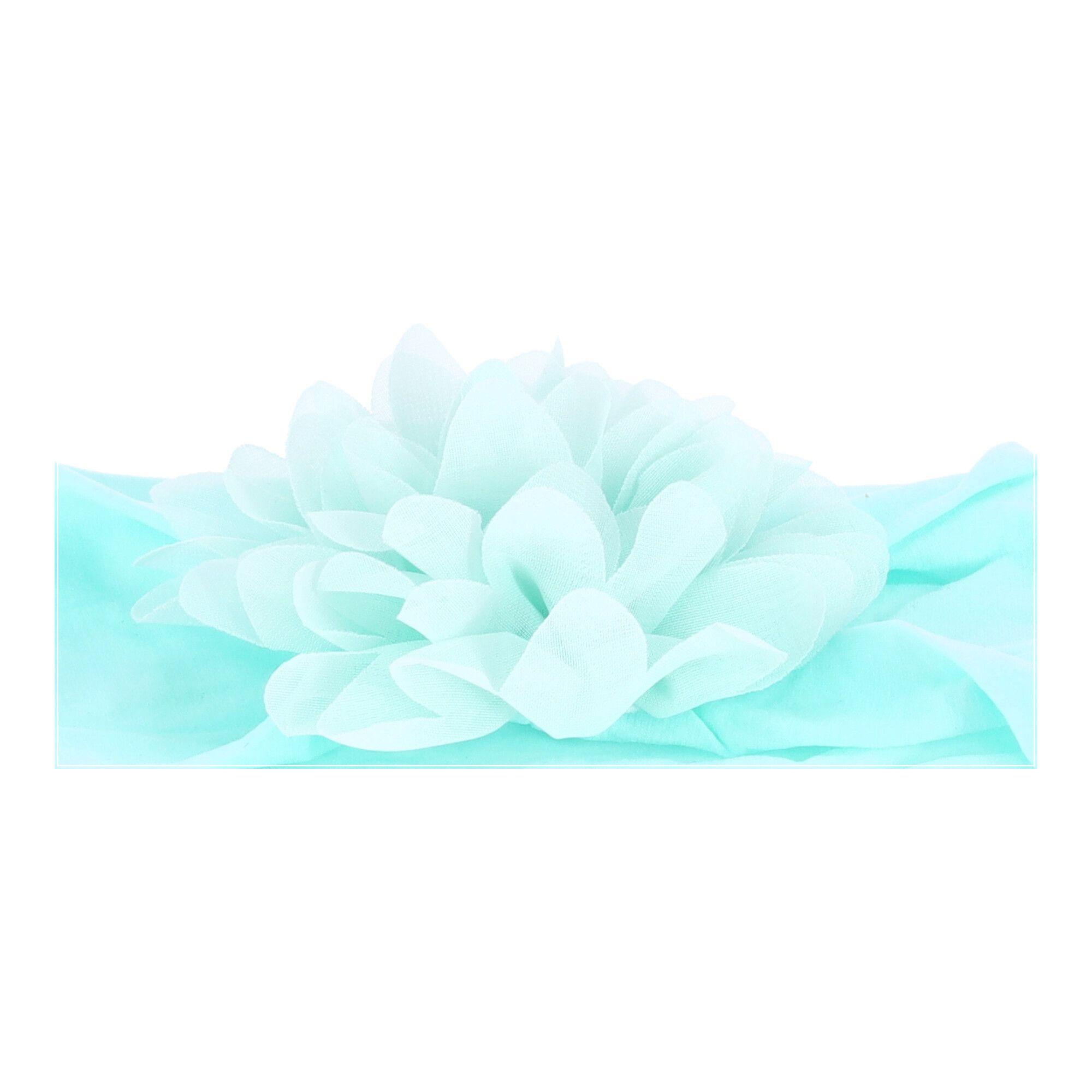 Baby headband with a flower - mint, wide