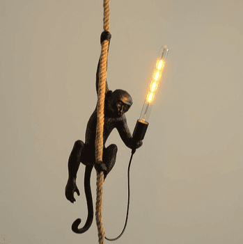Stylish hanging lamp - a monkey on a rope