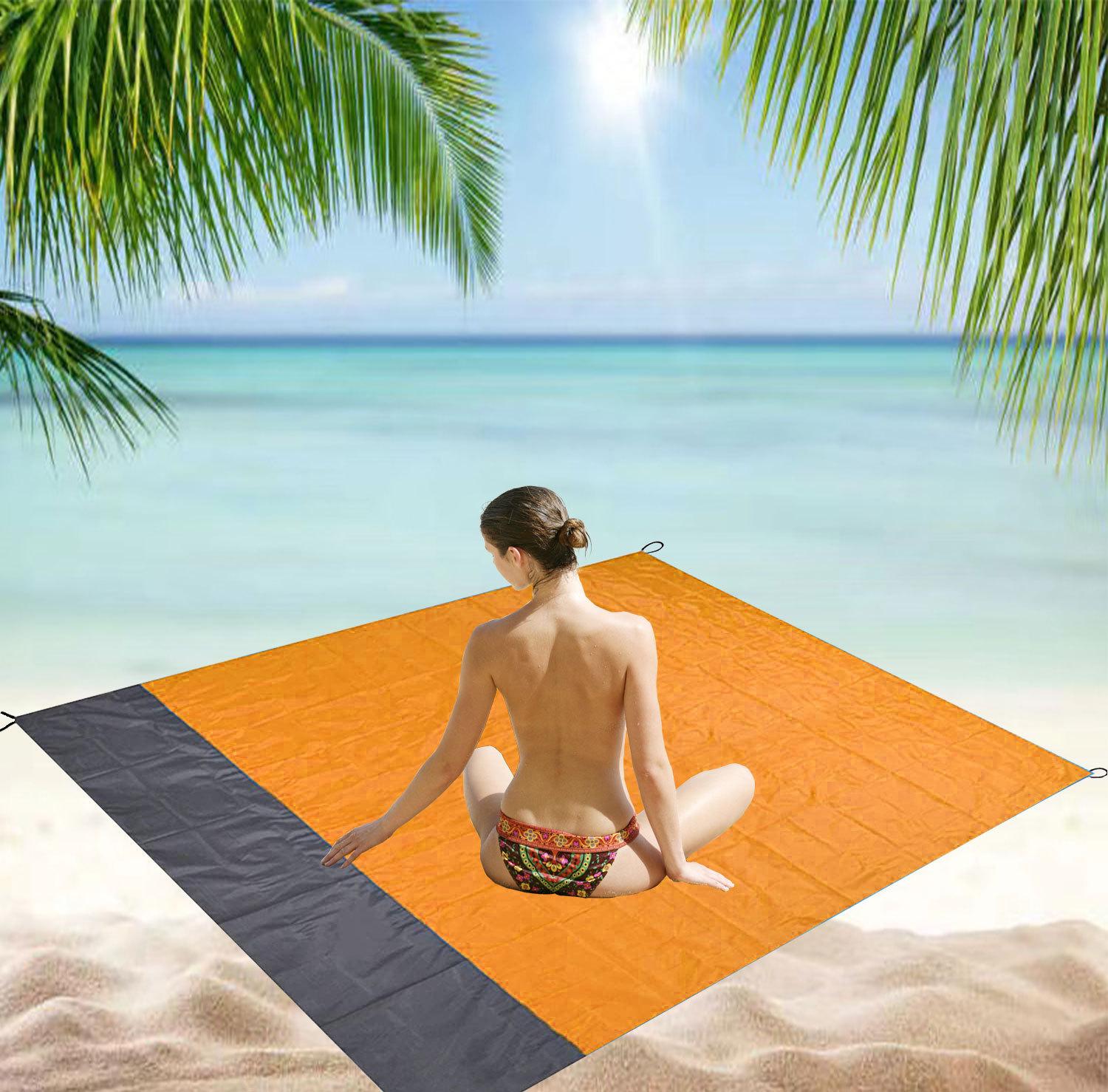 Wodoodporny koc plażowy 200*210 cm - pomarańczowy