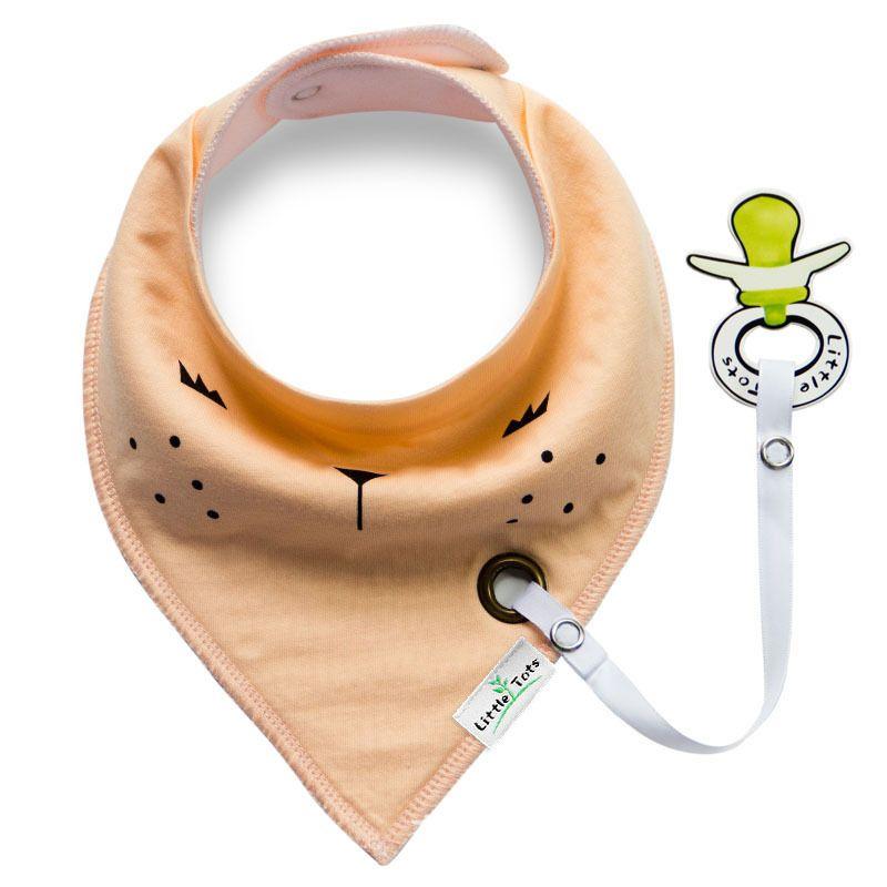 Sling / bib with a pacifier hanger - salmon