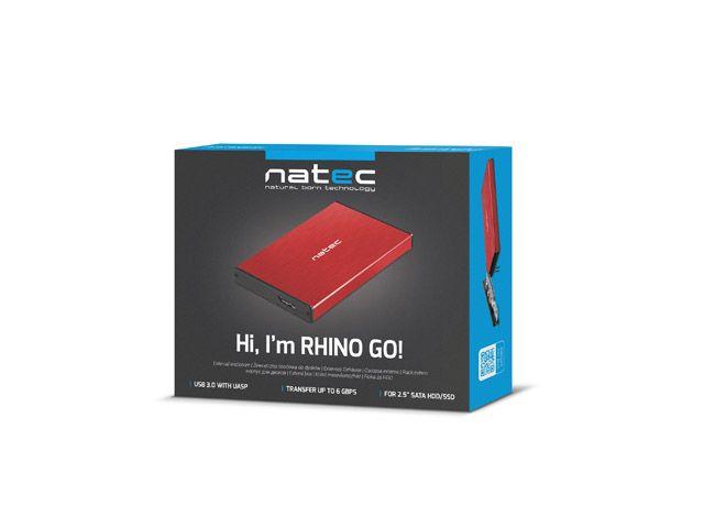 Obudowa NATEC Rhino Go NKZ-1279 (2.5"; USB 3.0; Aluminium; kolor czerwony)