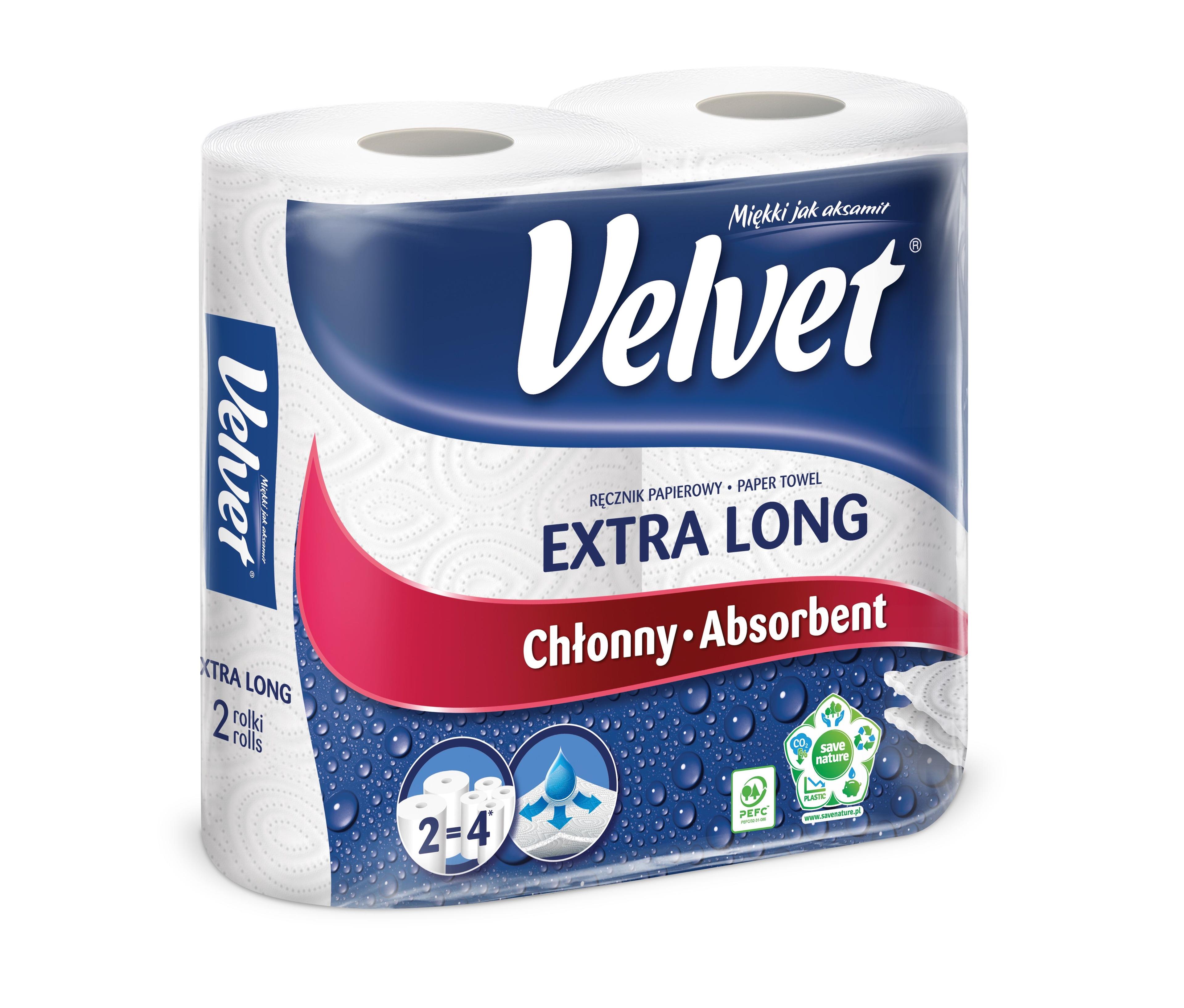 Najdłuższy Ręcznik papierowy Czysta Biel Velvet - 2 rolki