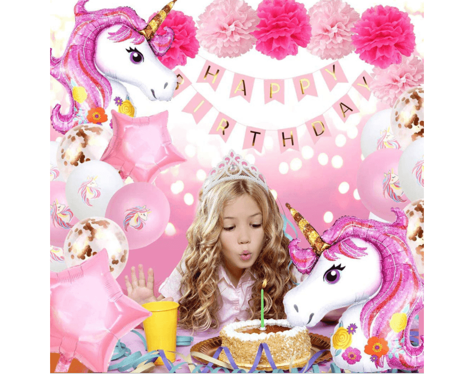A set of birthday balloons for a girl - unicorn