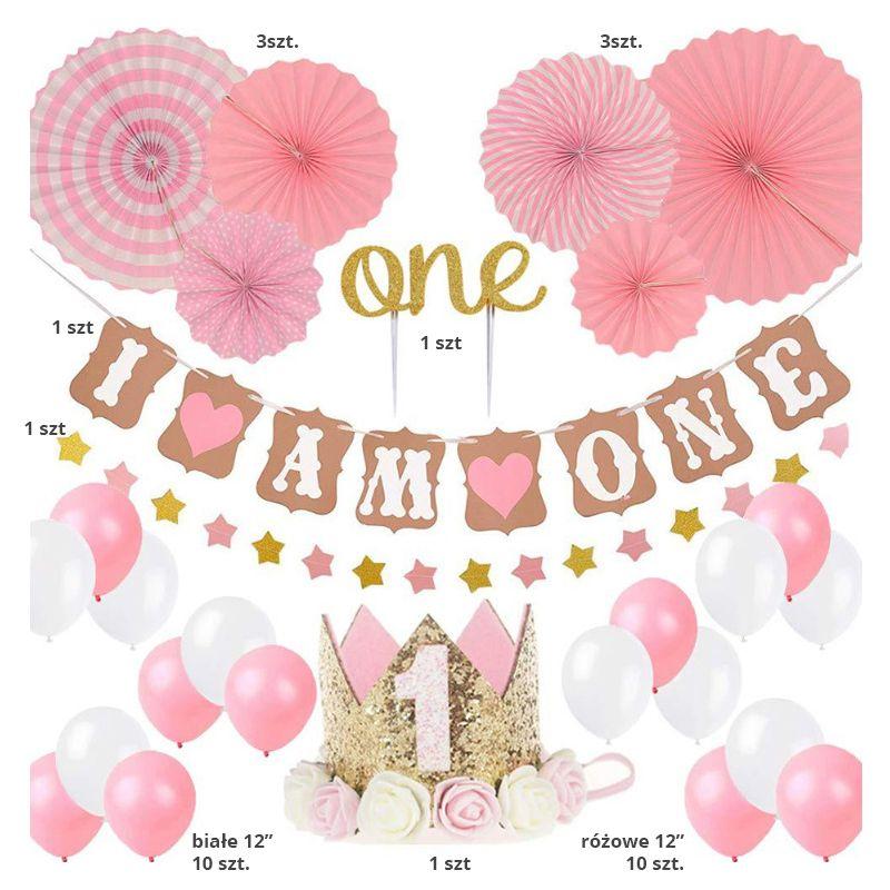 A set of birthday balloons for a girl - pink