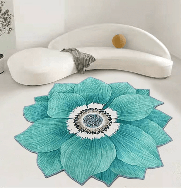 Dywan antypoślizgowy w kształcie kwiatu 80 x 80 cm - niebieski
