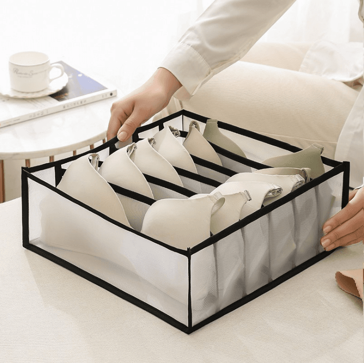 Wardrobe organizer 6 compartments for underwear – white