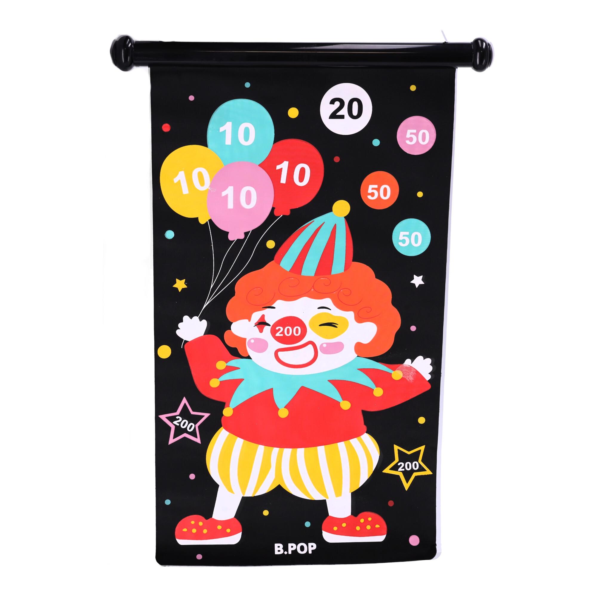 Magnetic target, double-sided with darts - clown