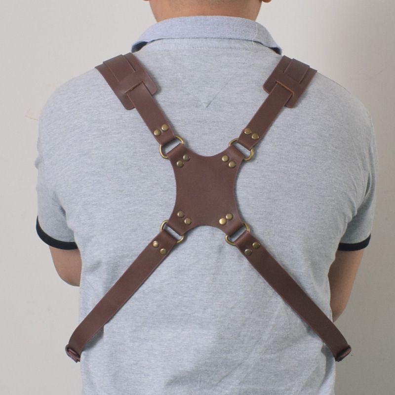 Leather photo harness - brown