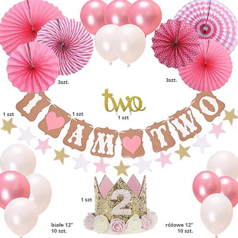 A set of balloons for a girl's 2nd birthday - pink