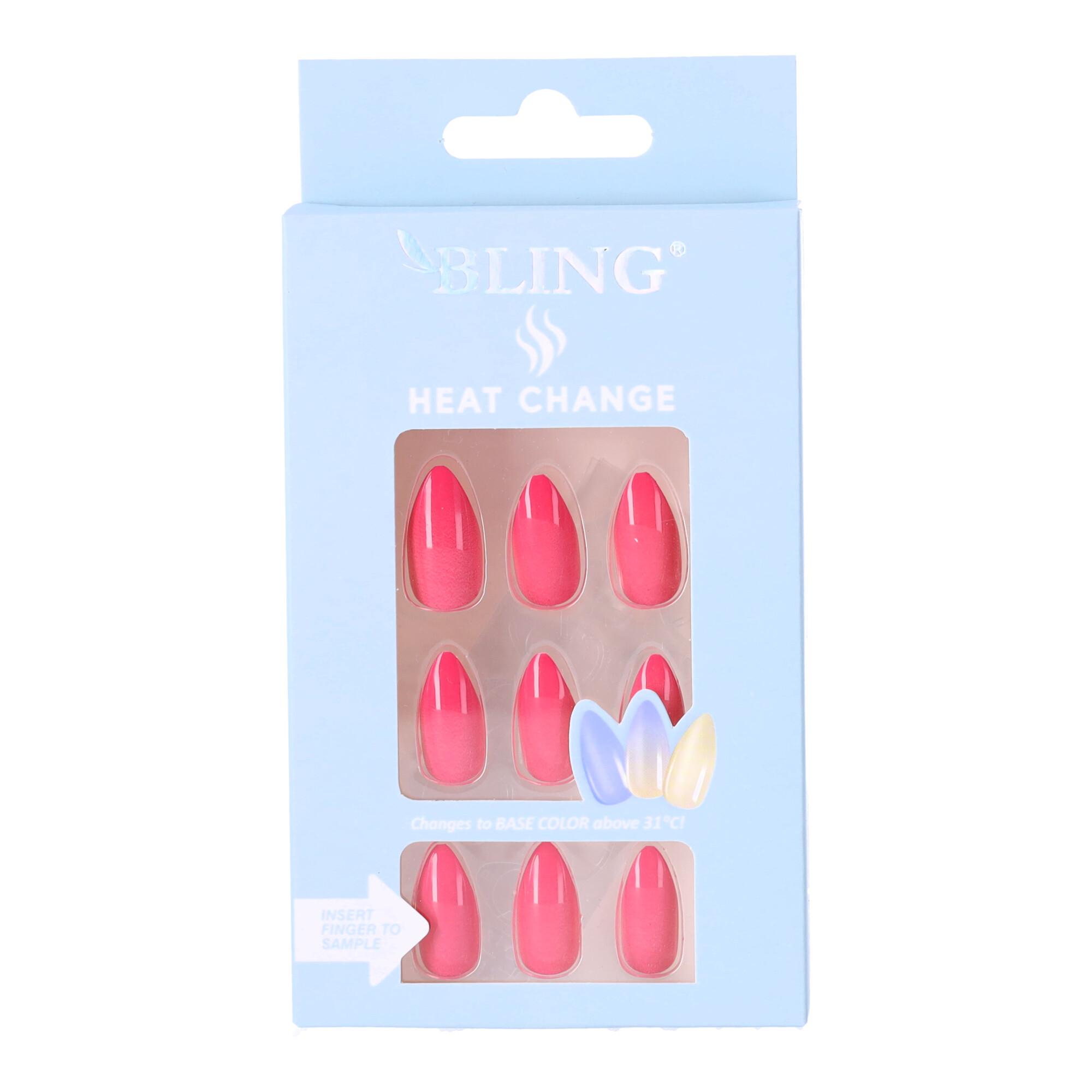Artificial thermal nails Bling Heat Change Ombre (24 pcs.) - pink color