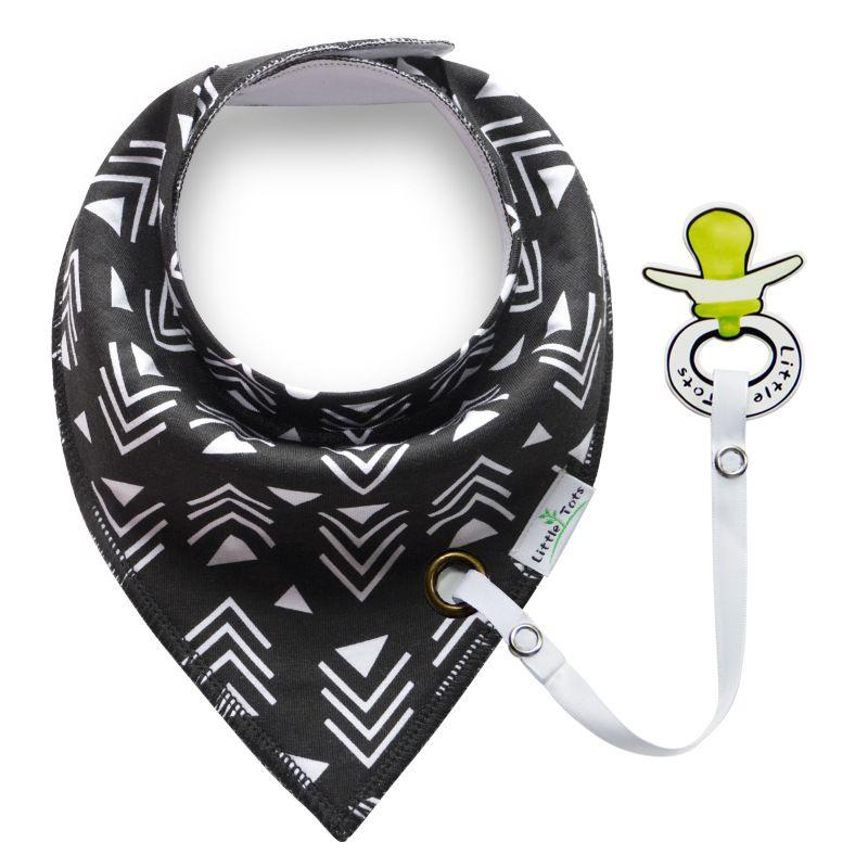 Scarf / bib with a pacifier hanger - black