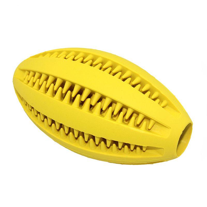 Zabawka piłka rugby gryzak czyści zęby psa- żółta