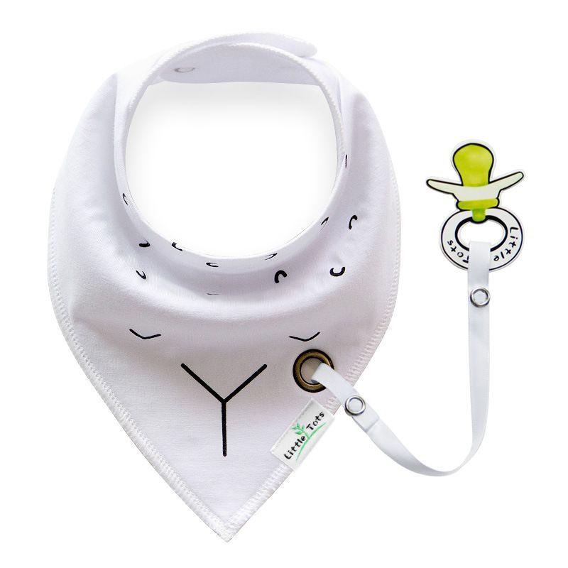 Scarf / bib with a pacifier hanger - white III