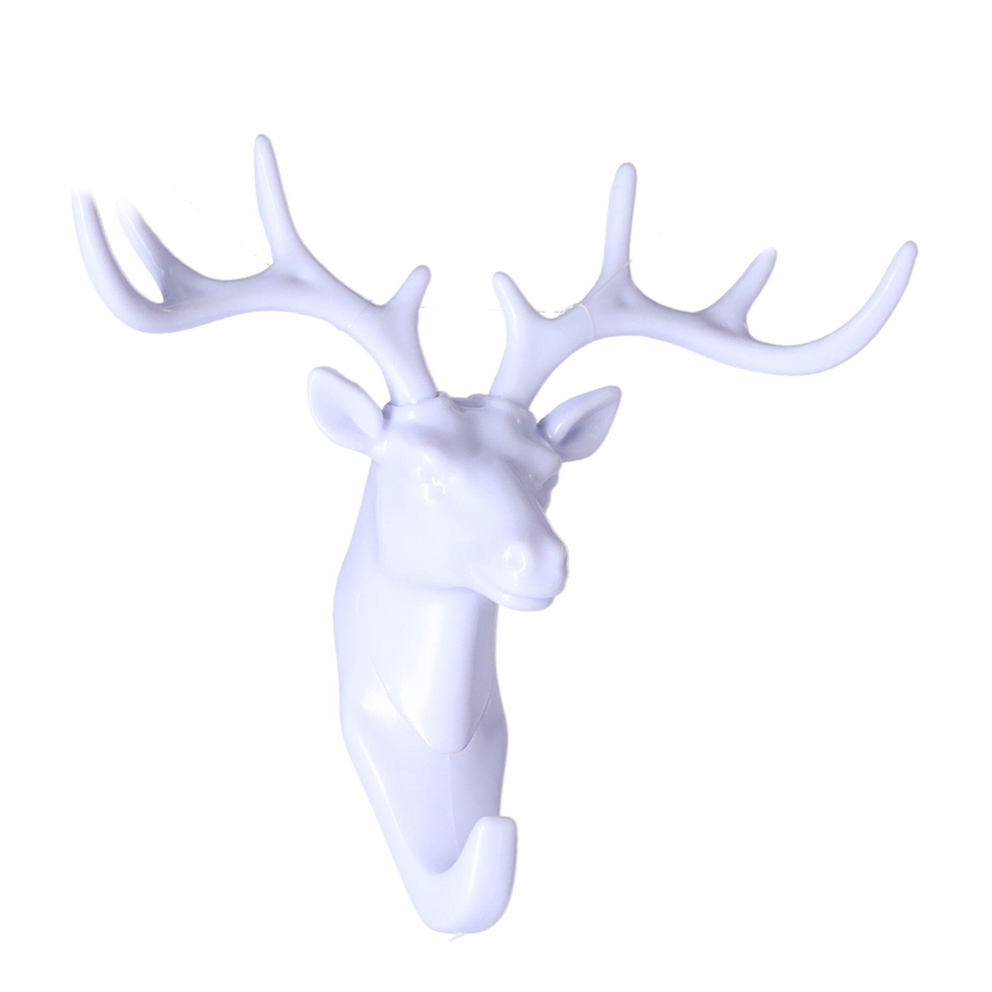 Antler wall hook in the form of a sticker - white