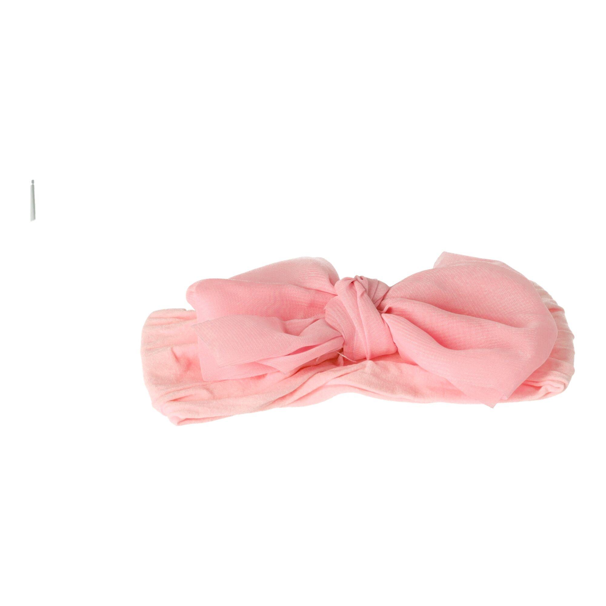 Opaska niemowlęca z kokardą - różowa, szeroka