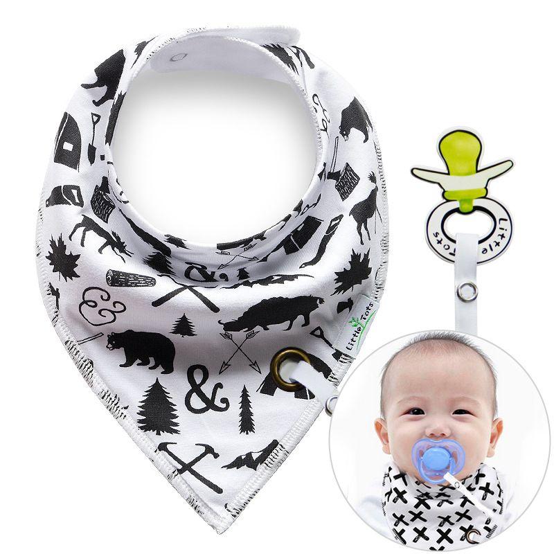Scarf / bib with a pacifier hanger - forest animals