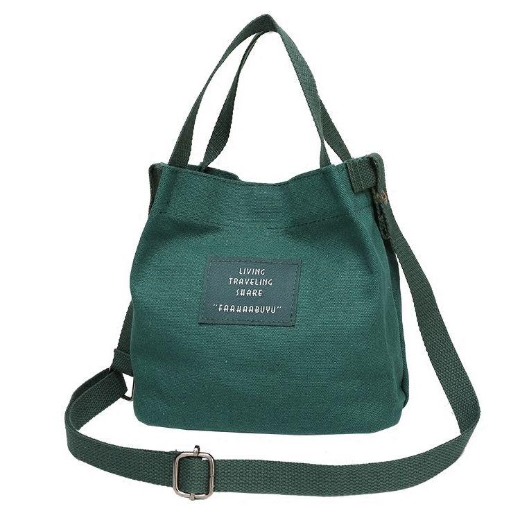 Fabric messenger bag - dark green