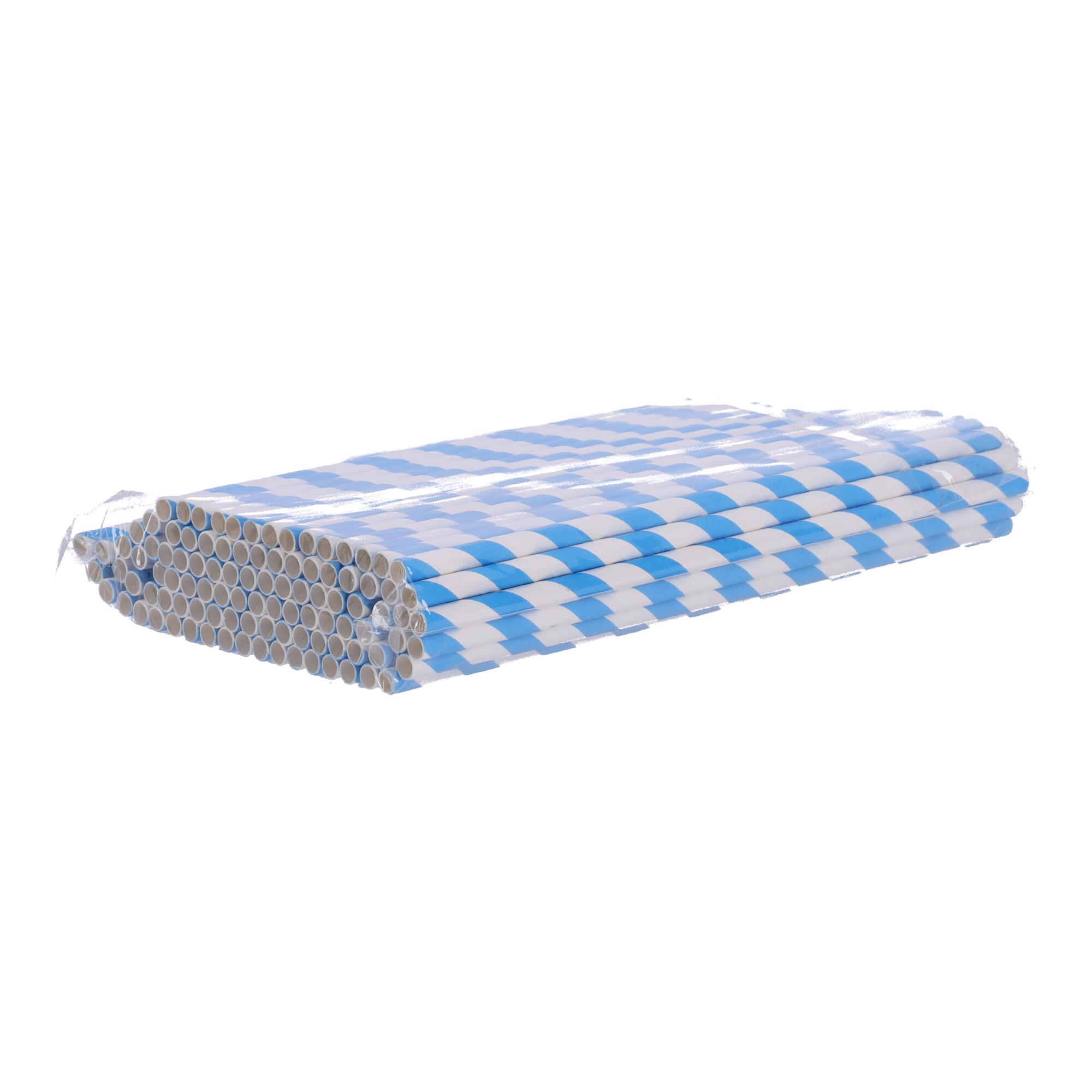 Paper straws 197mm x 6mm, 100 pcs - blue