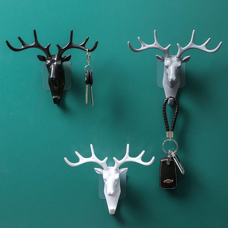 Antler wall hook in the form of a sticker - gray