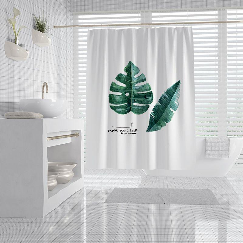 Zasłona prysznicowa (szer. 180 cm x wys. 200cm) — wzór w zielone liście