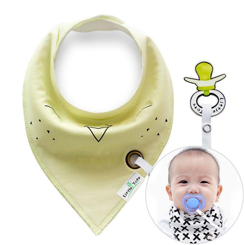 Scarf / bib with a pacifier hanger - yellow
