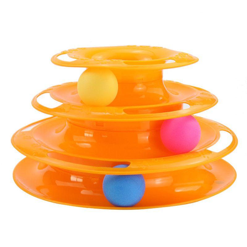 Interactive cat toy with balls - orange 