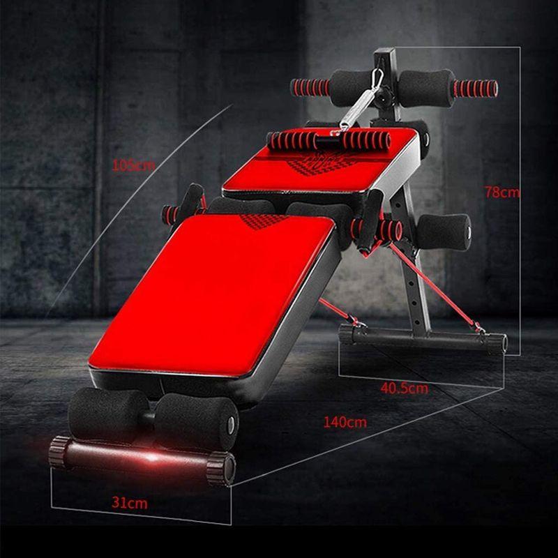 Multifunctional inclined bench for exercising the abdominal muscles - red