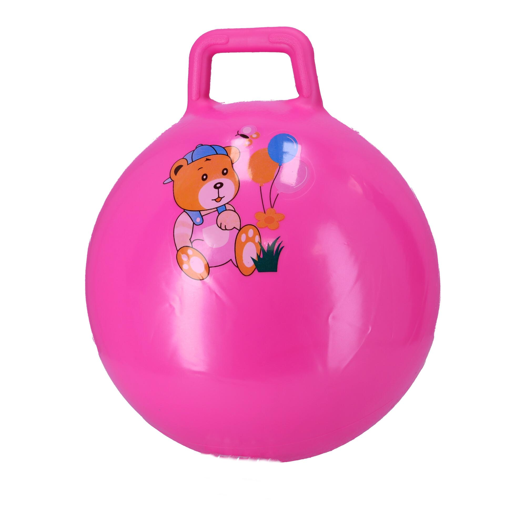 Piłka do skakania, skoczek dla dzieci z uchwytami - różowa