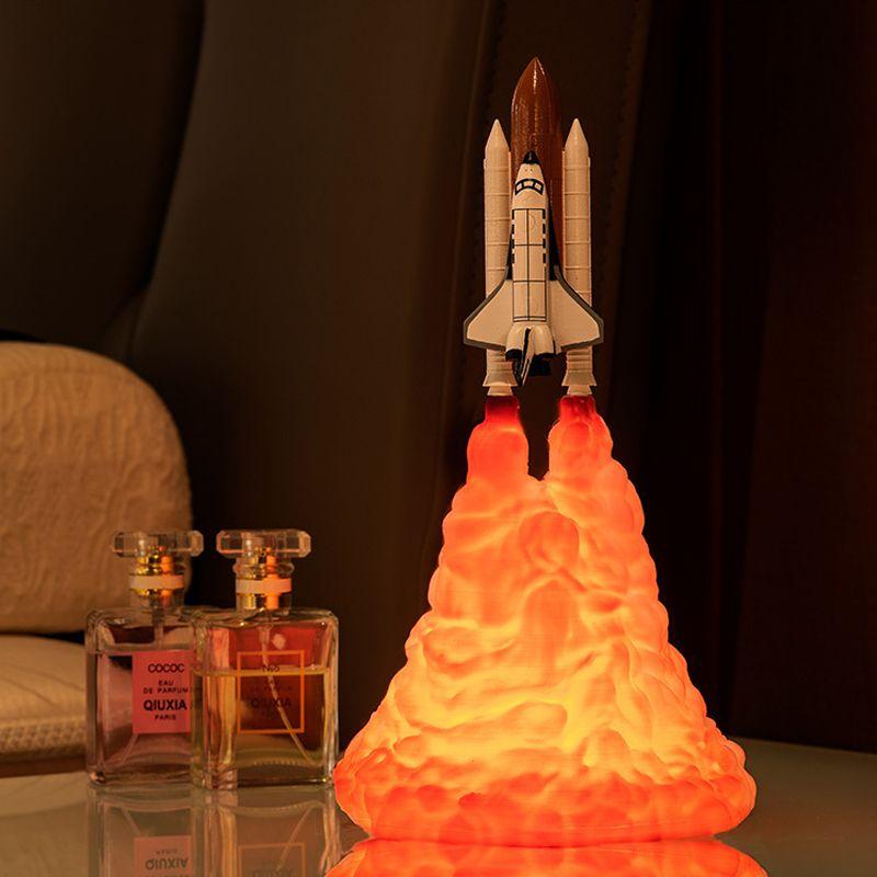 Children's bedside lamp in the shape of a rocket taking off - model 1