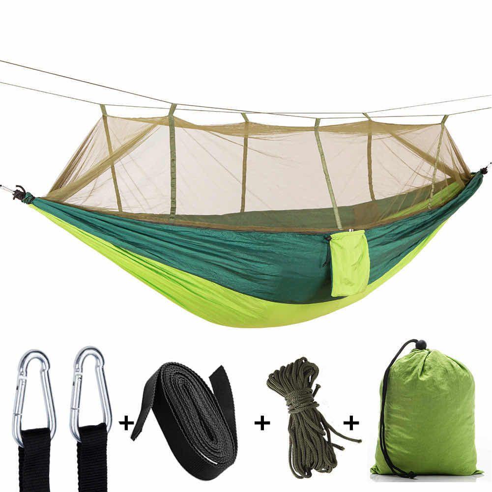 Garden picnic hammock outdoor survival mosquito net - green