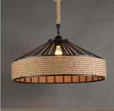 Hemp rope ceiling lamp on the hemp rope- diameter 30 cm