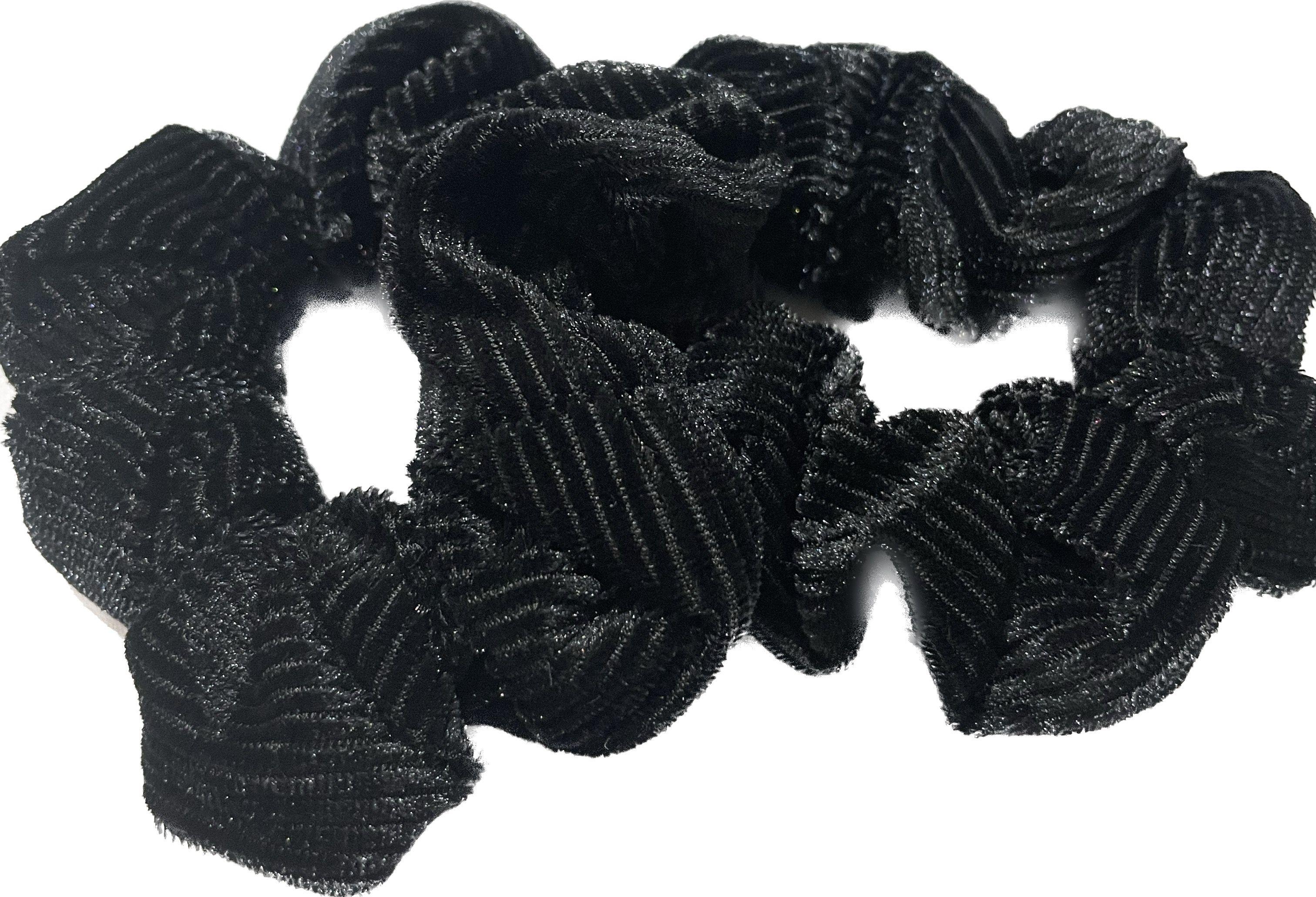Velor hair scrunchie BLING 2 pcs. - striped, black