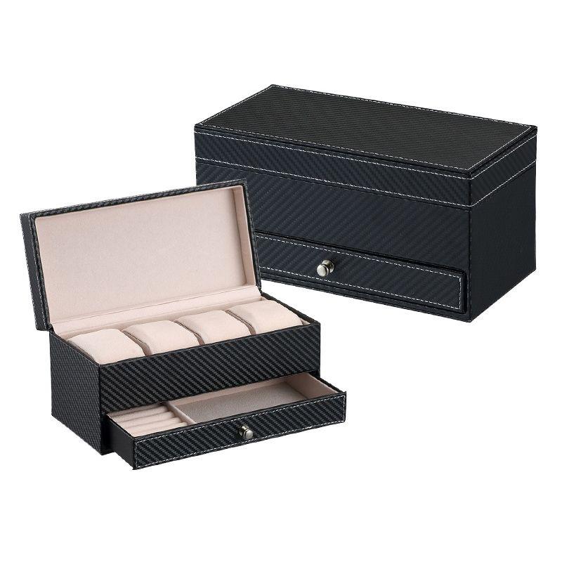 Szkatułka, kuferek LELANI na zegarki, biżuterię Premium - czarna