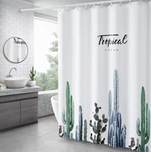 Zasłona prysznicowa (szer. 180 cm x wys. 200cm) — wzór w kaktusy