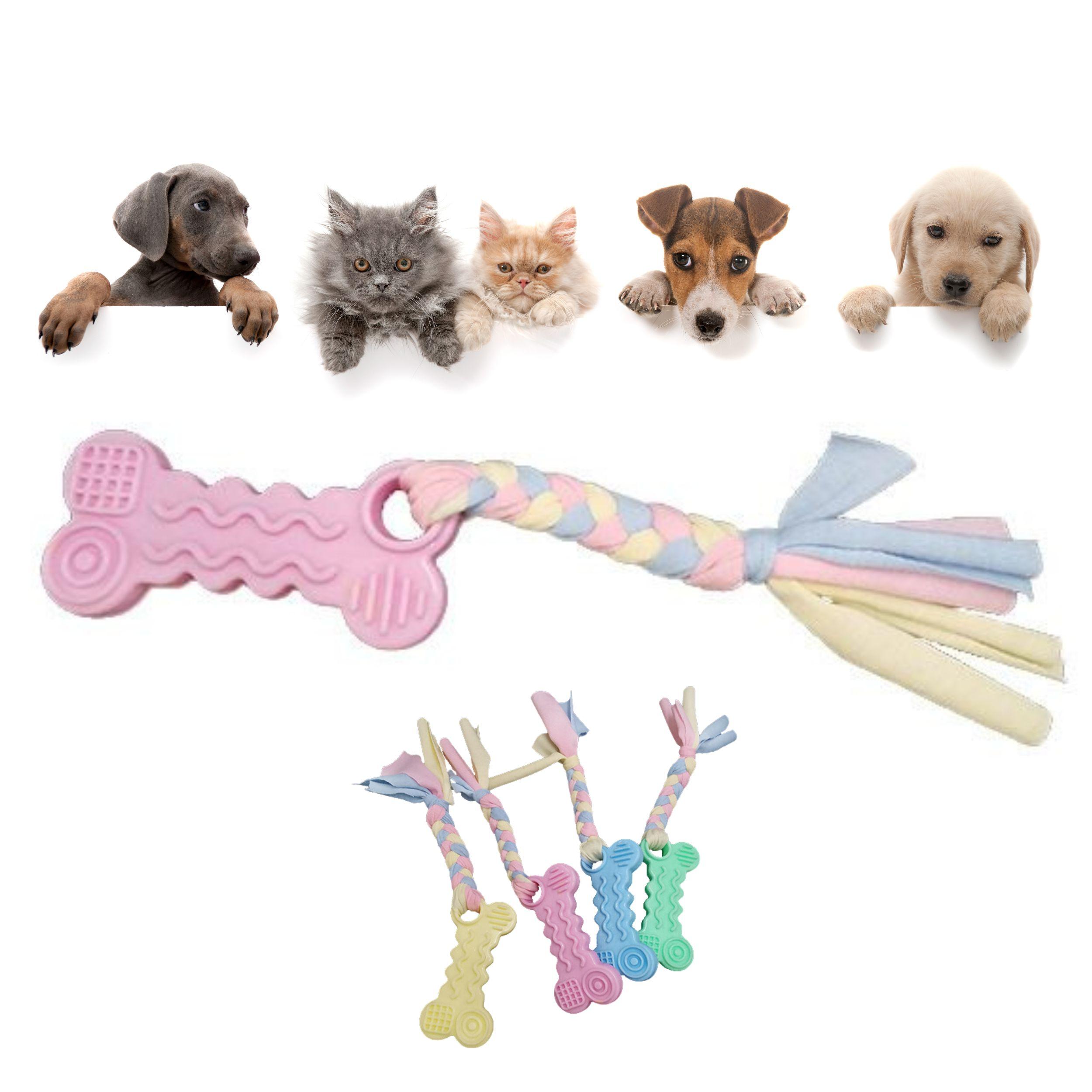 Kolorowa zabawka dla psa - gryzak ze sznurkiem, różowa