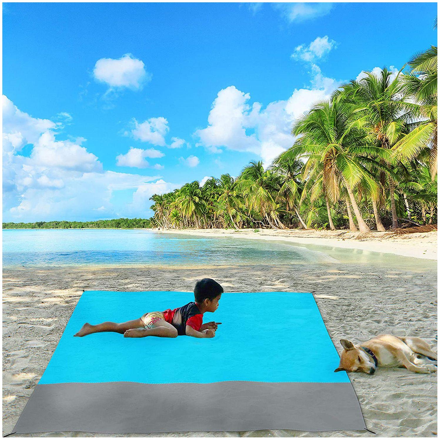 Waterproof beach blanket 200*210 cm - blue